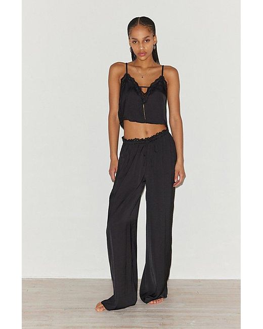 Out From Under Black Juliette Lacy Satin Lounge Pant