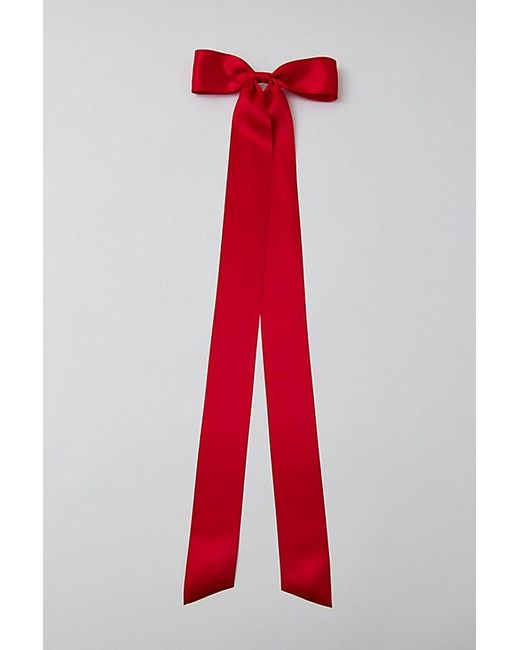 Urban Outfitters Red Long Satin Hair Bow Barrette