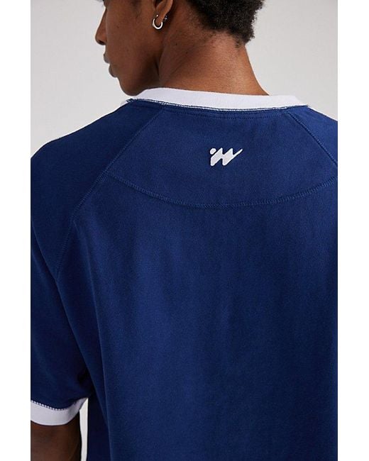 Without Walls Blue Seamed Short Sleeve Tee for men