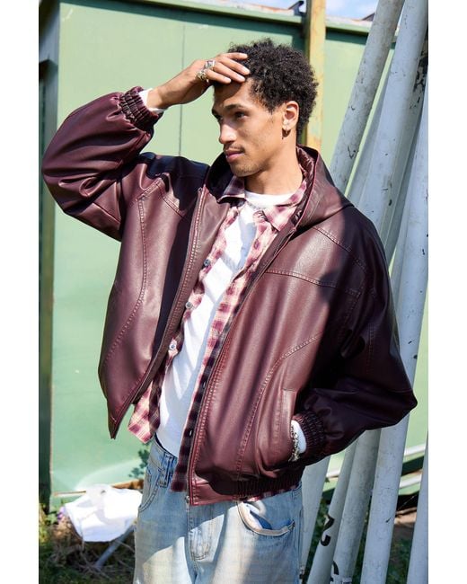 BDG Multicolor Silvio Zip-through Faux Leather Skate Hoodie for men