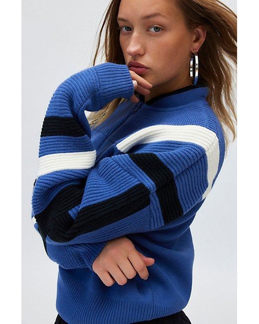 BDG Theo Quarter Zip Pullover Sweater in Blue | Lyst