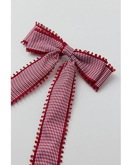 Urban Outfitters Red Gingham Hair Bow Barrette