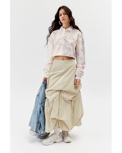 Urban Renewal Natural Remade Bleached Cropped Rugby Shirt