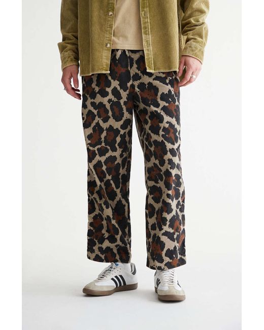 Urban Outfitters Black Uo Leopard Corduroy Beach Pant for men