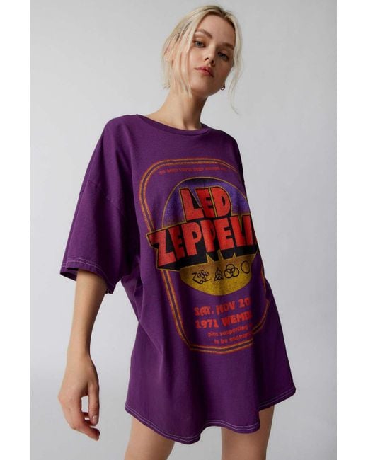 Urban Outfitters Led Zeppelin Oversized T-shirt Dress In Purple,at