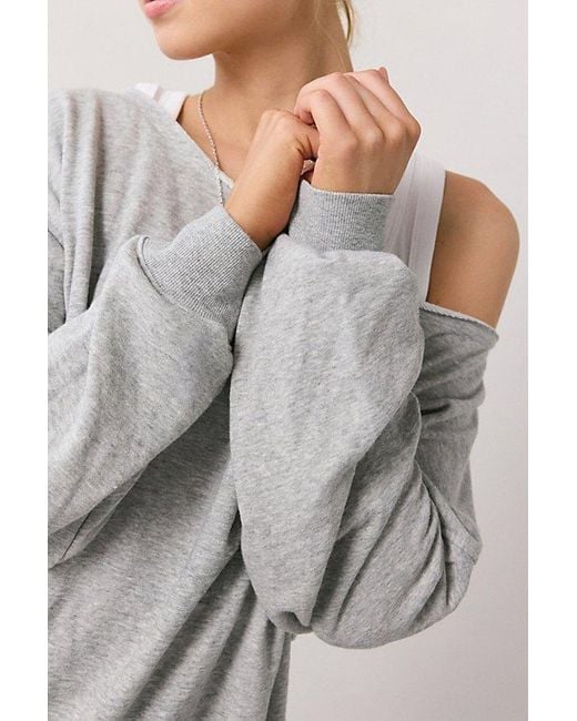 Out From Under Gray Ariana Oversized Off-The-Shoulder Sweatshirt