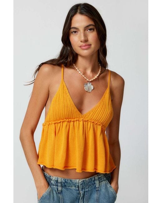 Ecote Orange Dallas Sweater Tank Top In Gold,at Urban Outfitters