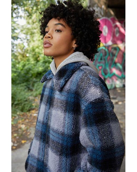 BDG Blue Check Fleece Jacket