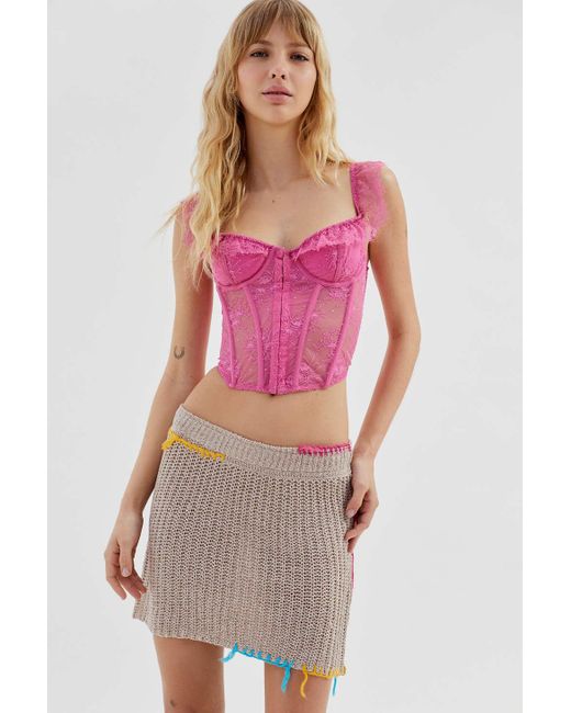 Urban Outfitters Uo Celine Crafty Knit Mini Skirt in Pink Lyst