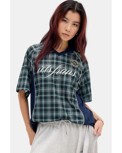 iets frans Blue Check Boyfriend Football T-shirt