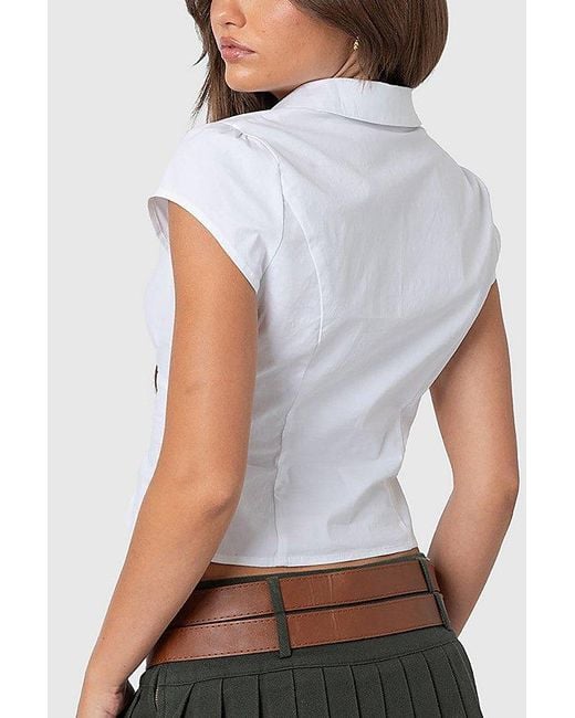 Edikted White Massie Tailored Button Up Shirt Top