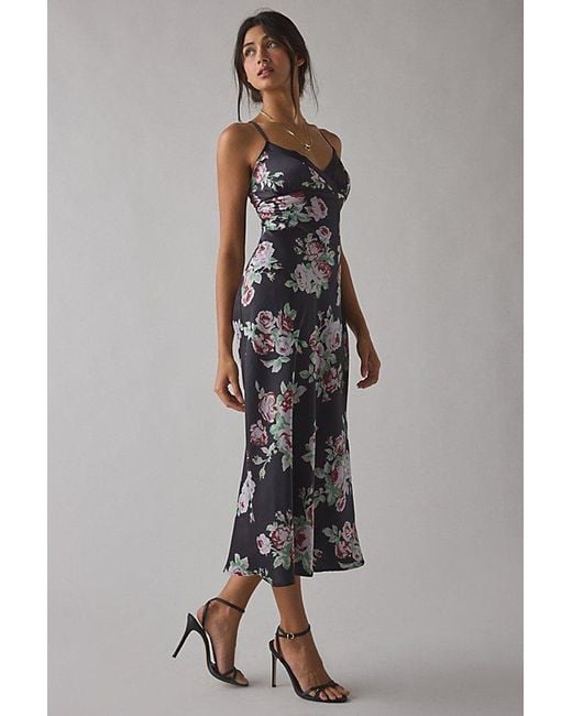 Kimchi Blue Slip It On Tie-Back Satin Midi Dress in Black | Lyst Kimchi Blue Slip It On Tie-Back Satin Midi Dress in Black | Lyst