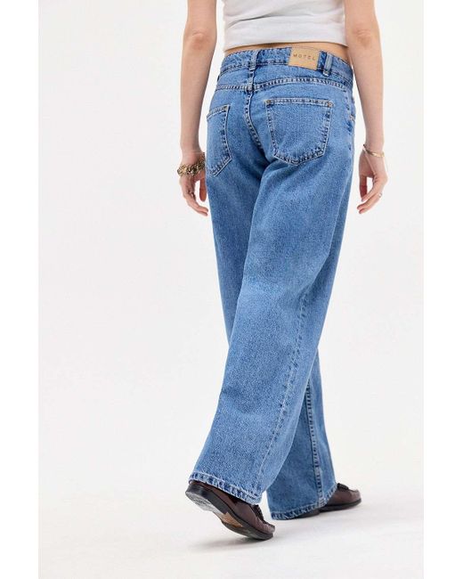 Motel Blue Low Rise Parallel Wide Leg Jeans