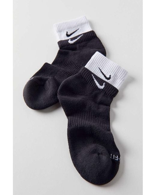 Nike Black Everyday Plus Cushioned Training Double-cuff Quarter Sock