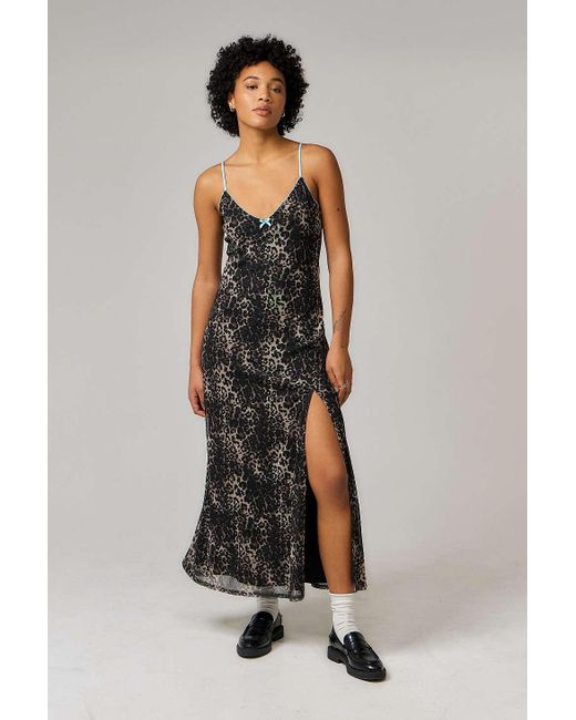 Urban Outfitters Brown Uo Leopard Print Slip Dress