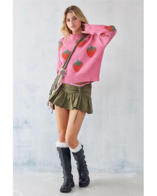 Daisy Street Pink Knitted Strawberry Jumper Top