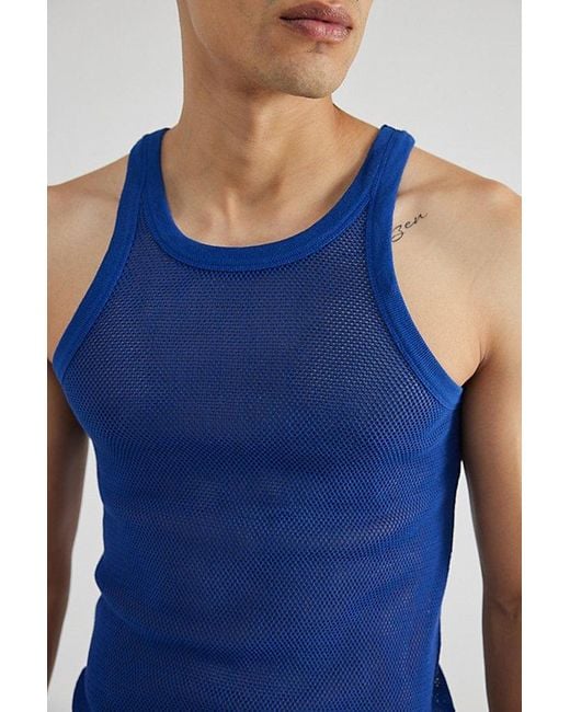 Urban Outfitters Blue Uo Slim Mesh Singlet Tank Top for men