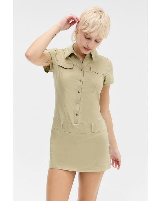 BDG Natural Polly Linen Romper