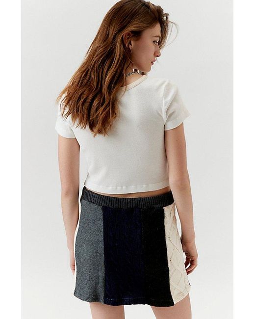 Urban Renewal White Remade Cable Knit Mini Skirt