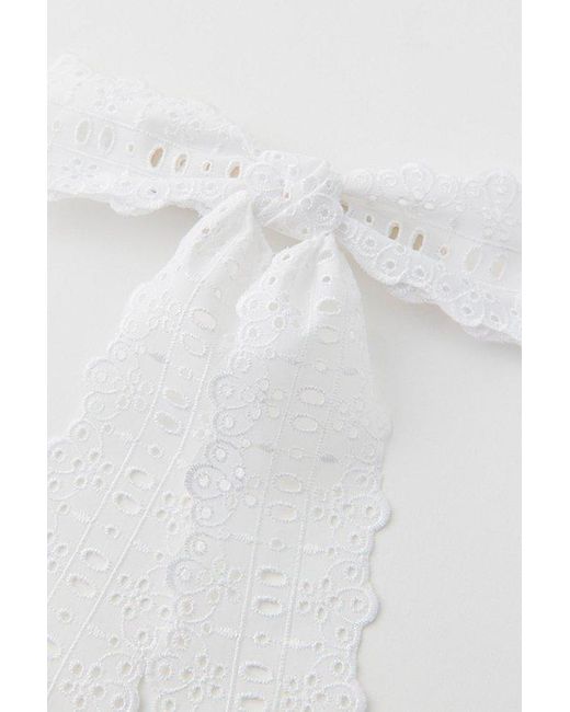 Urban Outfitters White Willa Eyelet Hair Bow Barrette