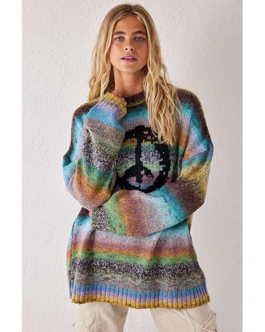 The Ragged Priest Blue Uo Exclusive Peace Knit Jumper