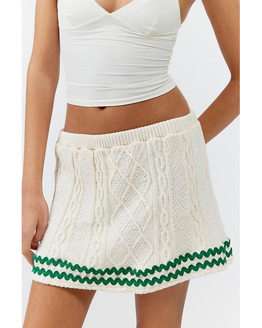 Urban Renewal White Remade Ric-Rac Cable Knit Mini Skirt