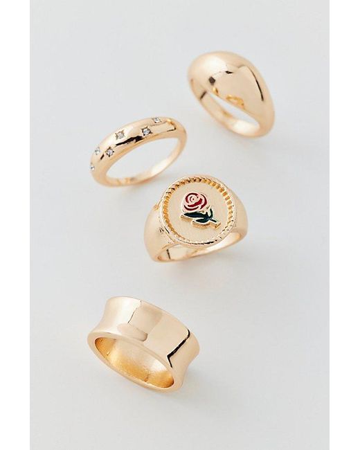 Urban Outfitters White Meadow Statement Ring Set