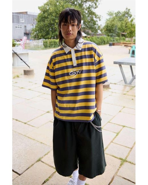 Ed Hardy Black Uo Exclusive Yellow Rose Stripe Top for men