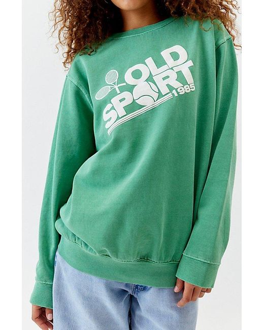 Urban Outfitters Green Old Sport Puff Paint Pullover Sweatshirt