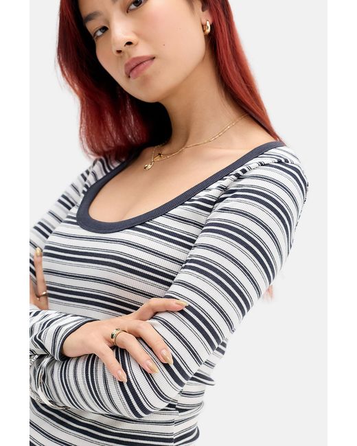 BDG Gray Off Duty Rib Long Sleeve T-shirt
