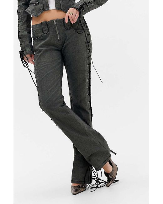 Jaded London Black Charis Lace Up Military Bootcut Jeans