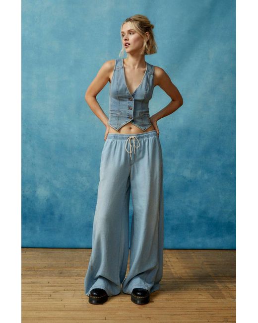 BDG Blue Adriane Pull-on Wide Leg Jean In Tinted Denim,at Urban Outfitters