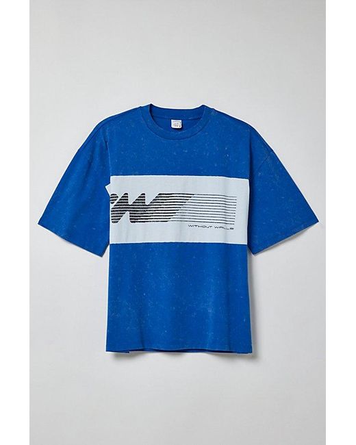 Without Walls Blue Paneled Block Graphic Tee for men