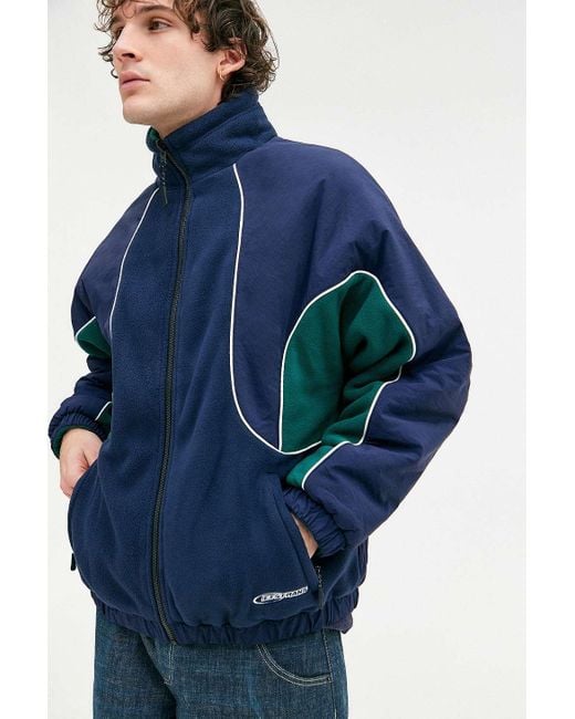 iets frans Blue Pascal Reversible Panel Fleece Jacket for men