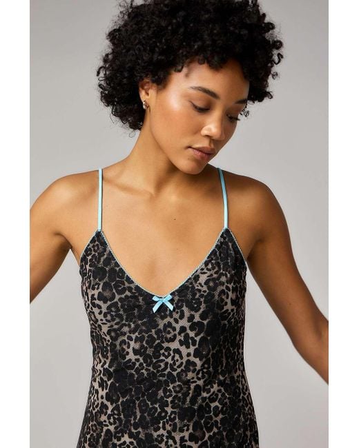 Urban Outfitters Brown Uo Leopard Print Slip Dress