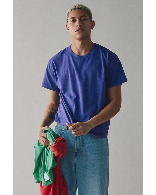 BDG Purple Bonfire Cropped Cotton Tee for men