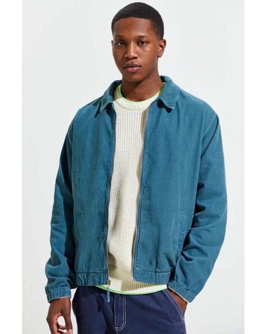 Urban Outfitters Blue Uo Corduroy Harrington Zip-up Jacket for men