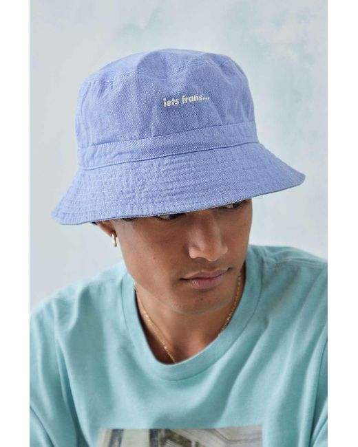 iets frans White Blue Bucket Hat for men