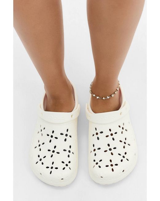 CROCSTM White Chalk Classic Floral Clogs