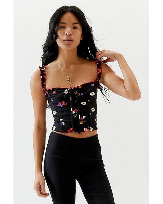 Urban Outfitters Green Uo Elsa Floral Tank Top