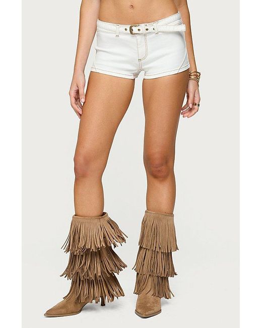 Edikted Blue Ciel Low Rise Denim Micro Shorts