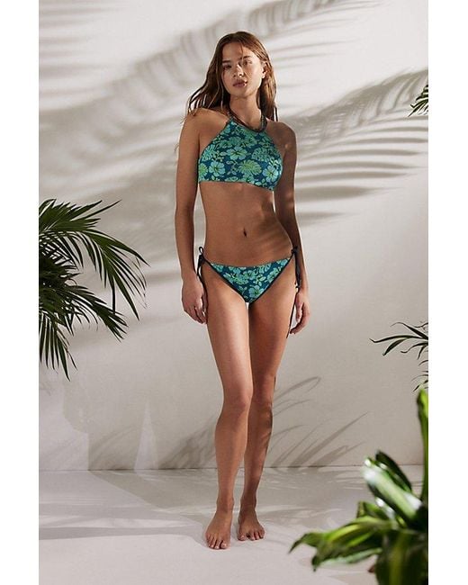 Roxy Green X Out From Under Twin Fin Cropped Halter Bikini Top