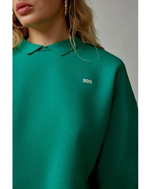 BDG Green Collared Pullover Sweatshirt
