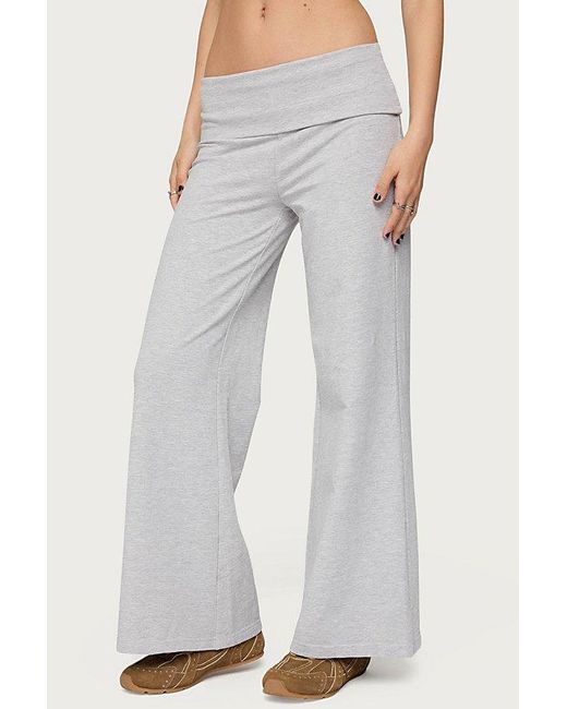 Edikted Blue Petite Wide Leg Fold Over Pants