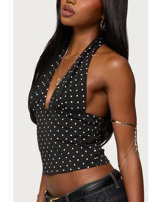 Edikted Black Blaire Polka Dot Halter Top