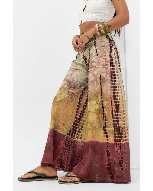 Archive At Uo Green Batik Wide Leg Trousers