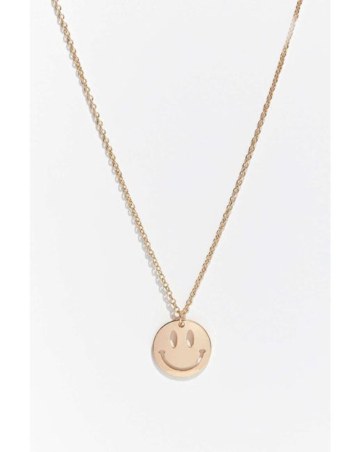 Urban Outfitters Metallic Smiley Face Pendant Necklace for men