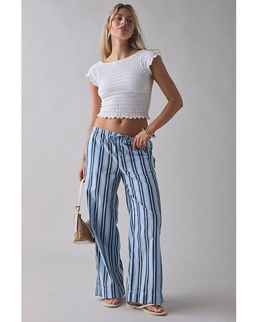BDG Blue Joey Cotton Poplin Straight Leg Pull-On Pant