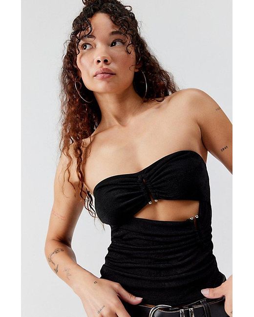 Urban Outfitters Black Uo Court Ruched Hardware Tube Top