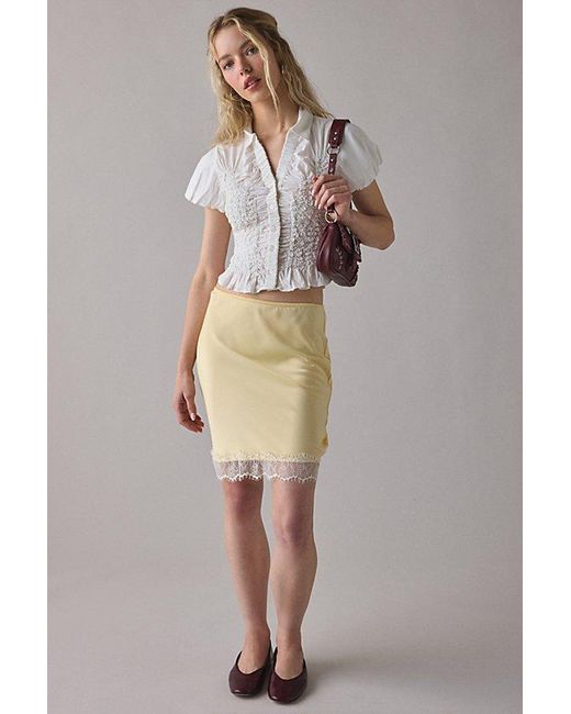 Urban Outfitters Gray Uo Maude Smocked Short Sleeve Button-Down Shirt